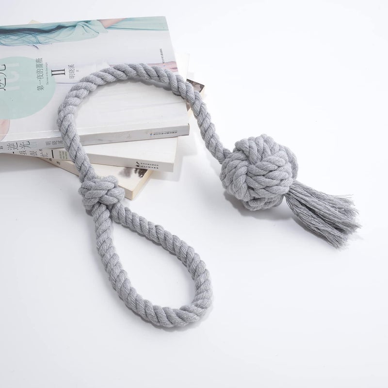 JQWUPUP 2 Pack Rustic Curtain Tiebacks - Outdoor Curtain Drapery Holdbacks Holders - Hand Knitting Cotton Rope Drape Tie Backs for Sheer and Blackout Curtain(Set of 2, Grey) - Image 4